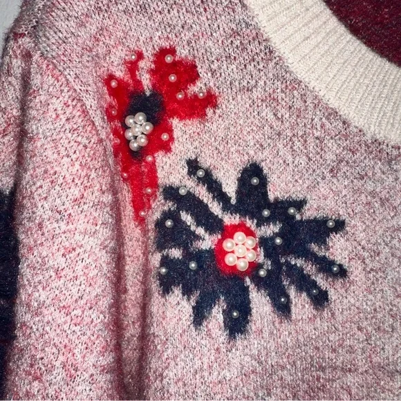 NWT Nicole Miller Women's Pink Floral Sweater Cardigan XL exclusive on decor - Picture 4 of 7